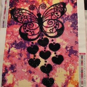 Butterfly Heart Wall Art in Pink and Black